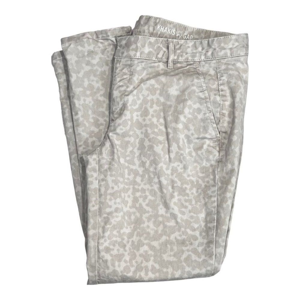 Khakis by Gap Capri Skinny Mimi Crop Pant Pullon Chino Leopard Print Pebble Sz 6